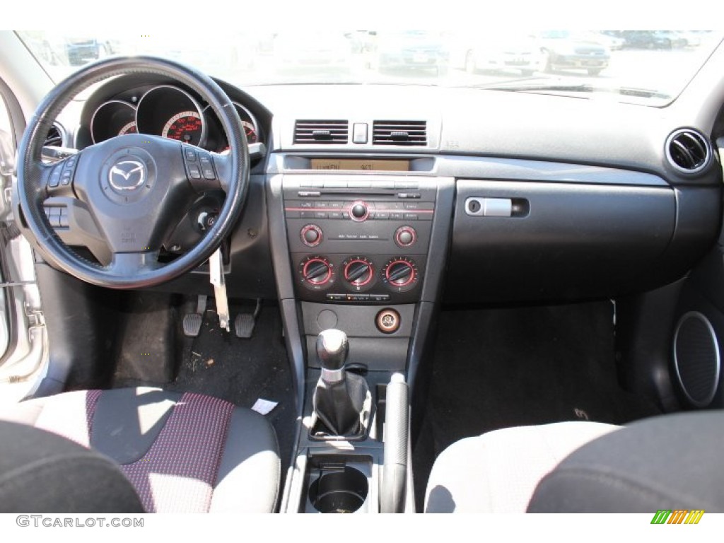 2004 MAZDA3 s Sedan - Sunlight Silver Mica / Black/Red photo #12