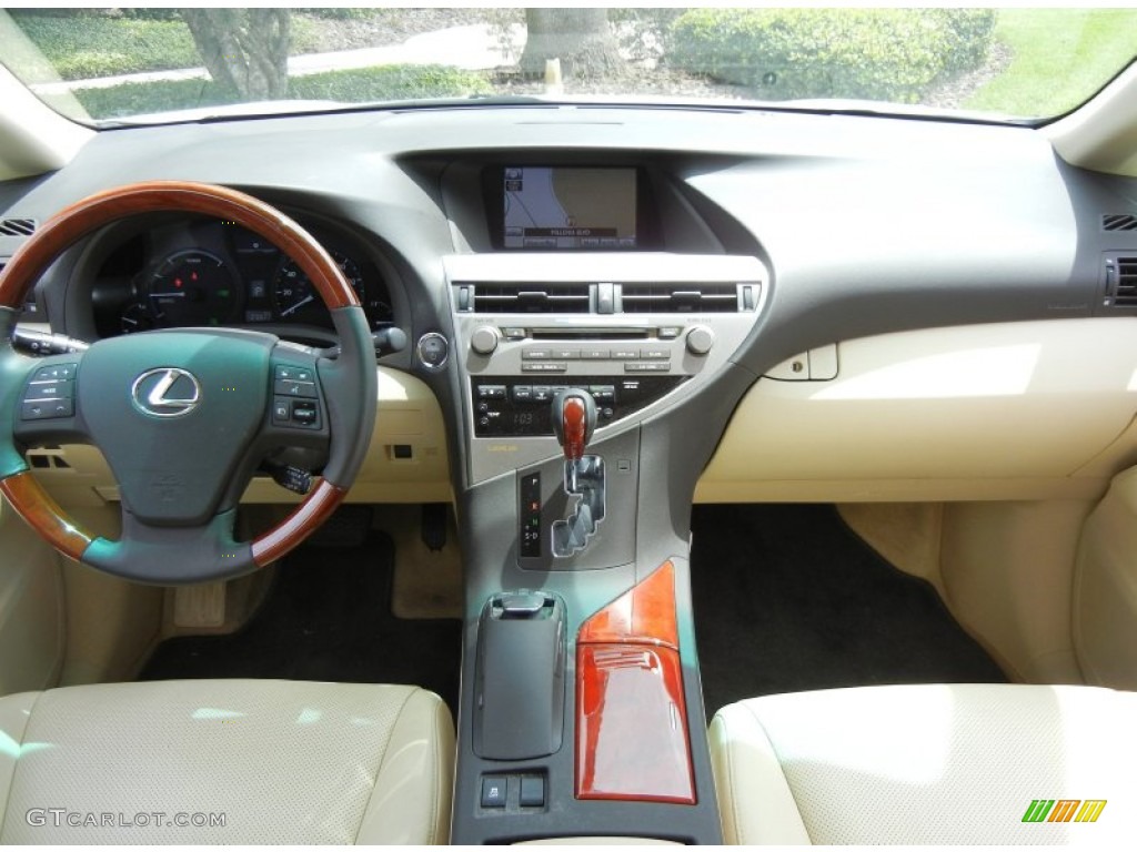 2010 Lexus RX 450h Hybrid Parchment/Brown Walnut Dashboard Photo #70106817