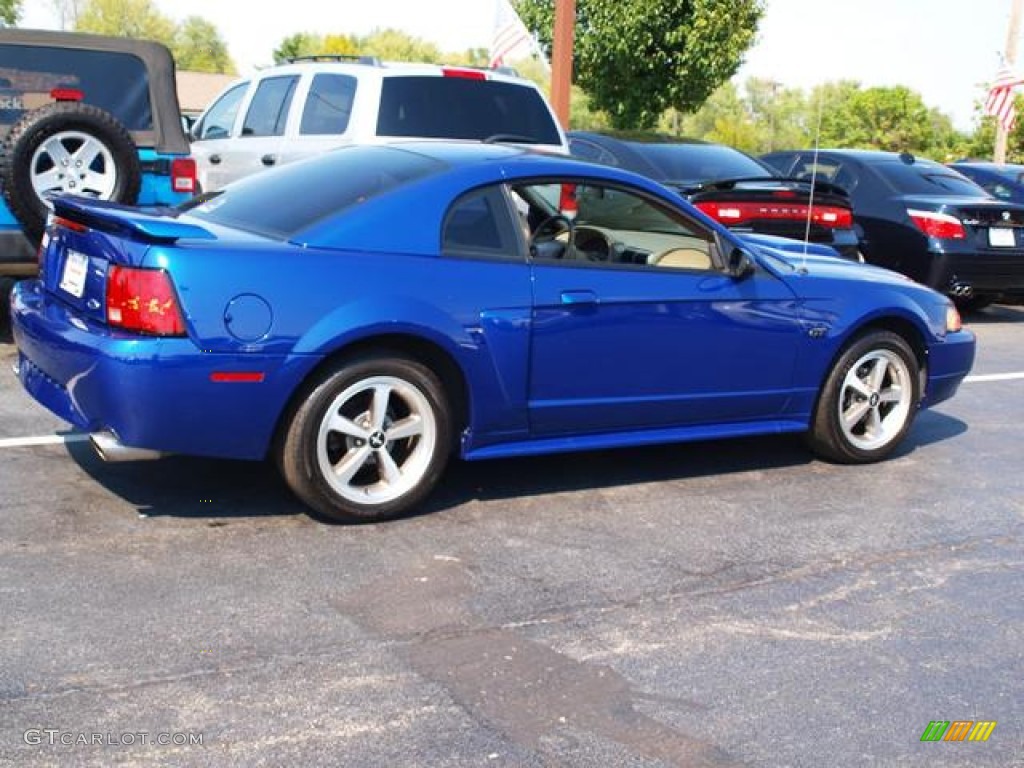 2003 Mustang GT Coupe - Sonic Blue Metallic / Medium Parchment photo #3
