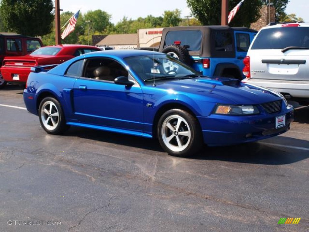2003 Mustang GT Coupe - Sonic Blue Metallic / Medium Parchment photo #2