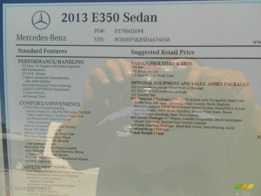 2013 Mercedes-Benz E 350 Sedan Window Sticker Photo #70114560