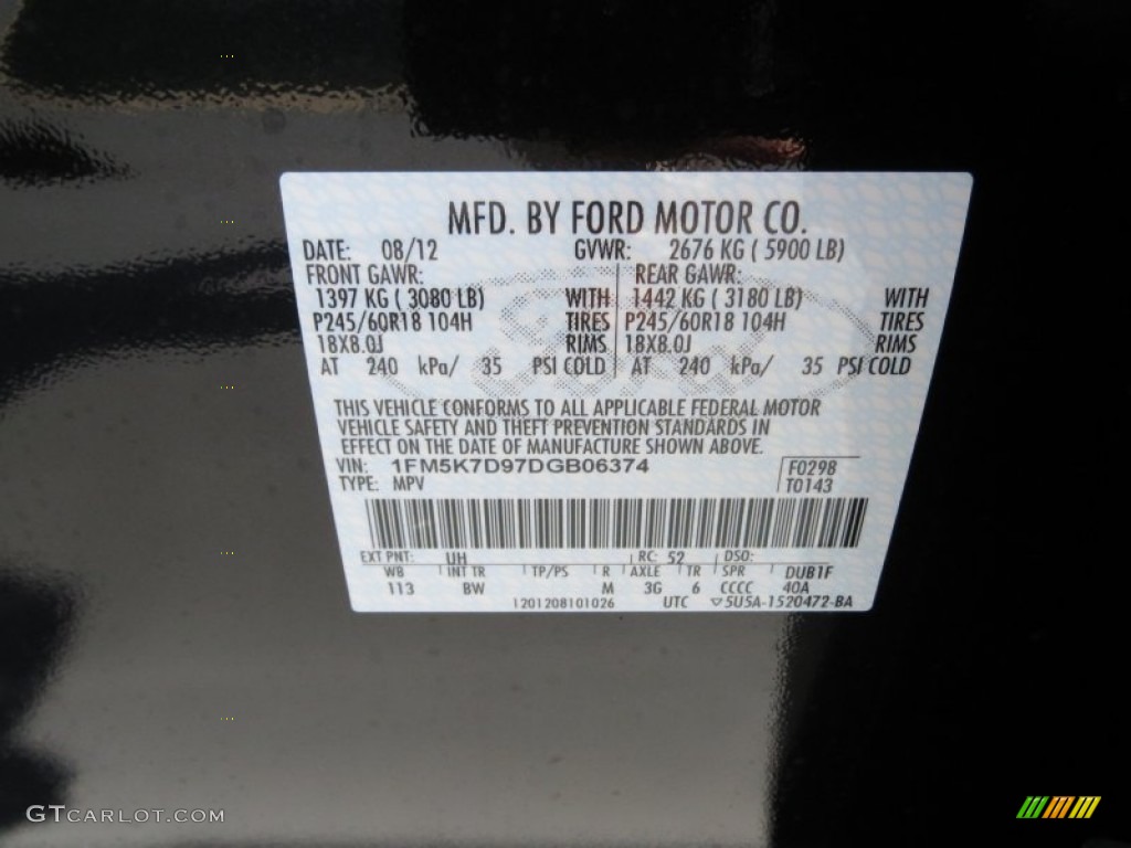 2013 Ford Explorer XLT EcoBoost Color Code Photos