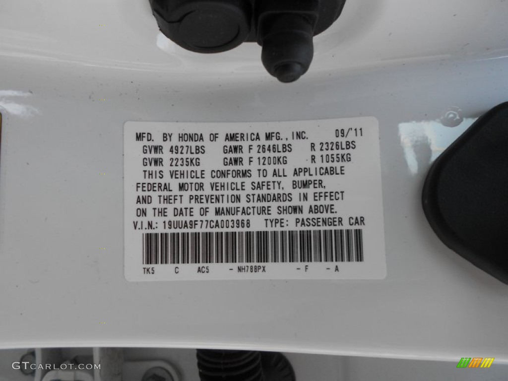 2012 Acura TL 3.7 SH-AWD Advance Color Code Photos