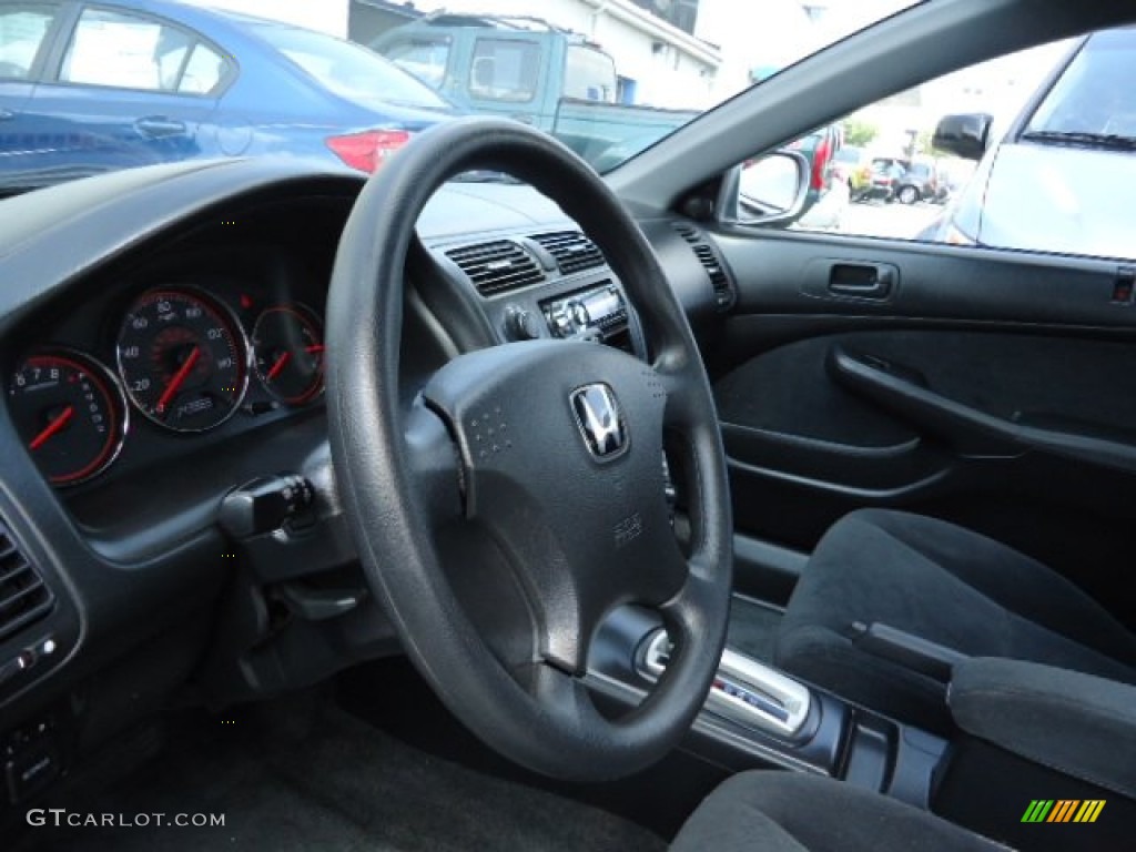 2003 Honda Civic EX Coupe Black Steering Wheel Photo #70121085