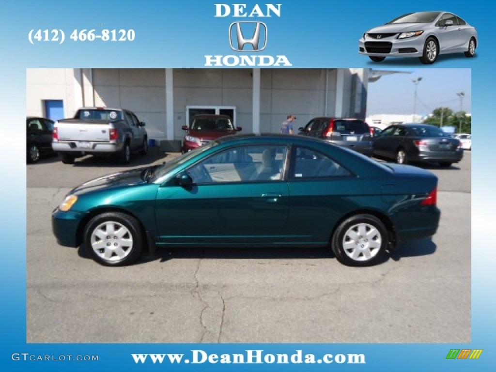 2001 Civic EX Coupe - Clover Green / Beige photo #1