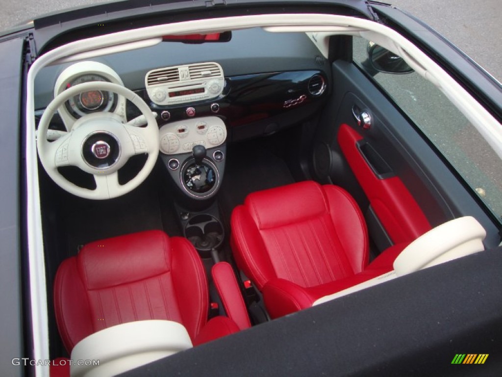 Pelle Rossa/Avorio (Red/Ivory) Interior 2012 Fiat 500 c cabrio Lounge Photo #70123266