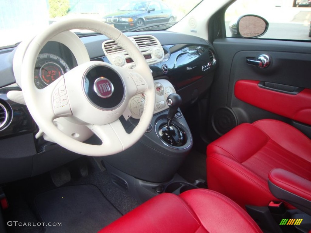 Pelle Rossa/Avorio (Red/Ivory) Interior 2012 Fiat 500 c cabrio Lounge Photo #70123278