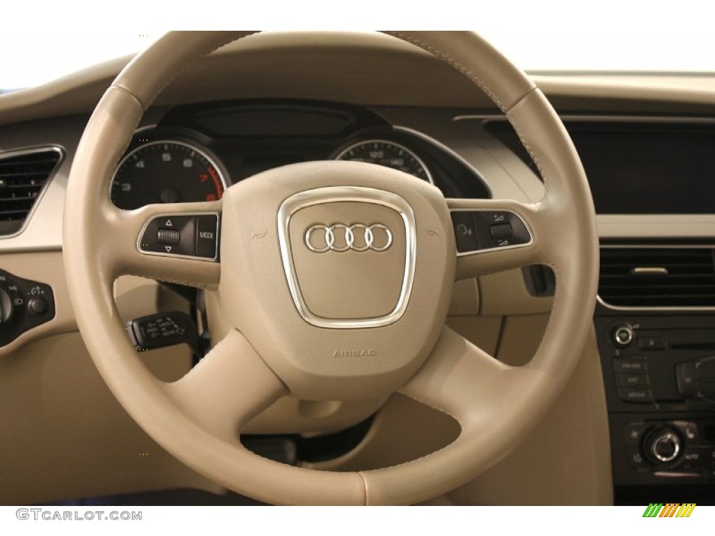 2010 Audi A4 2.0T quattro Sedan Beige Steering Wheel Photo #70127176