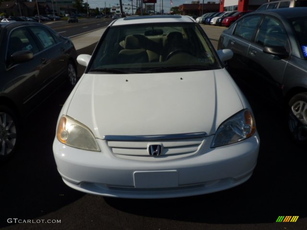 2002 Civic EX Sedan - Taffeta White / Beige photo #2