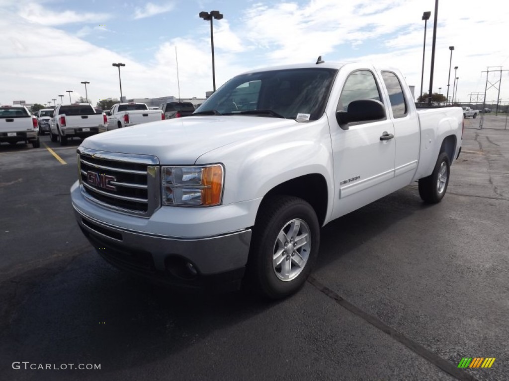 2012 Sierra 1500 SLE Extended Cab - Summit White / Very Dark Cashmere/Light Cashmere photo #1