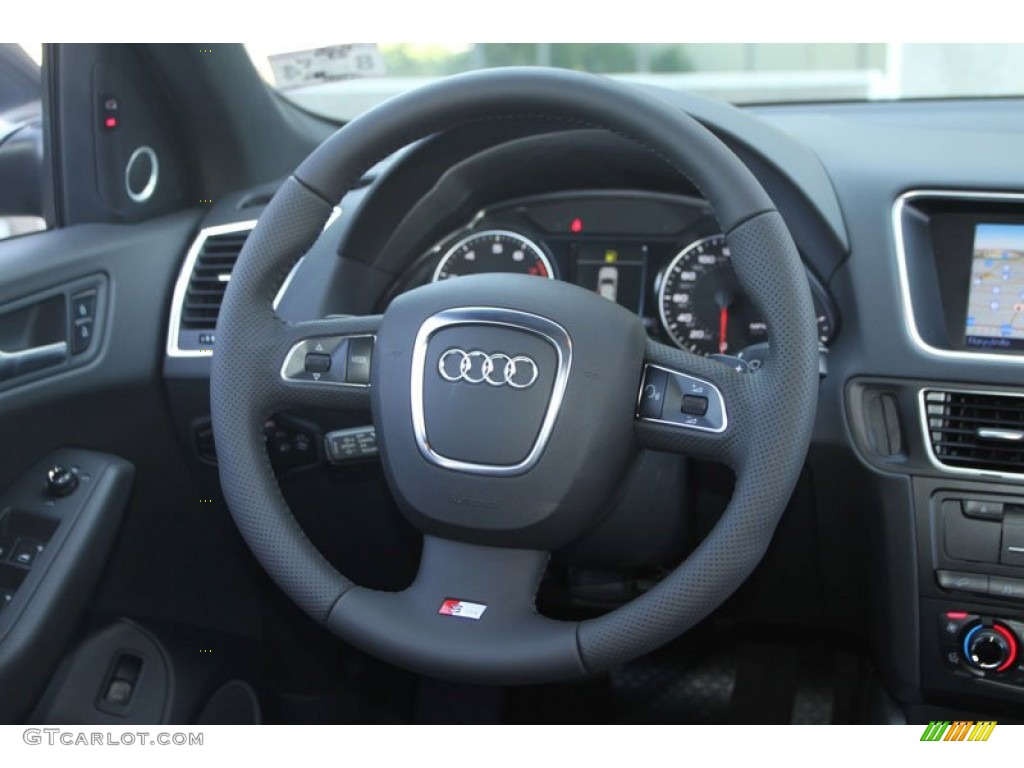 2012 Audi Q5 3.2 FSI quattro Light Gray Steering Wheel Photo #70145486