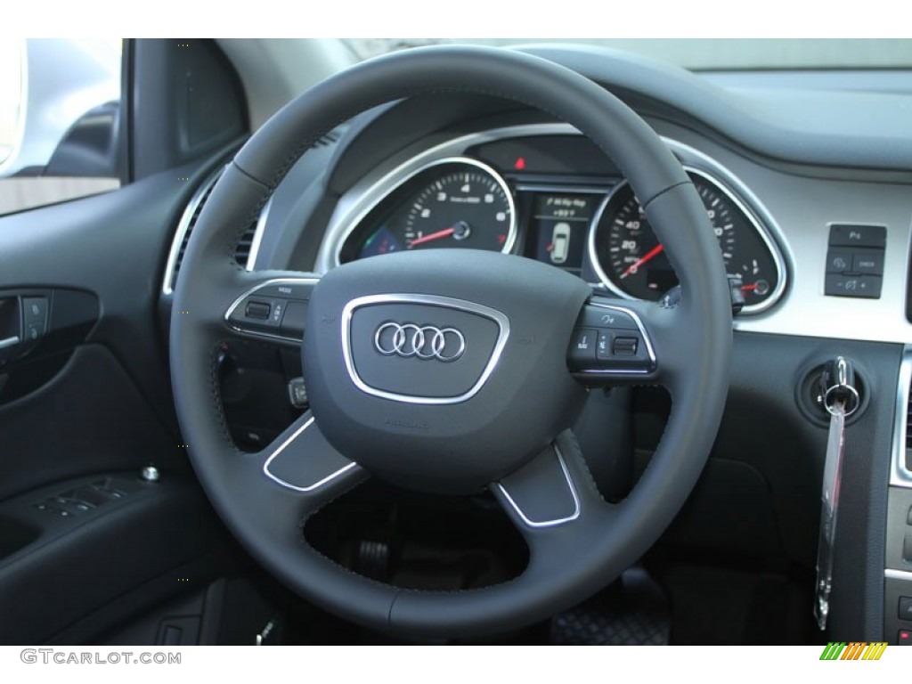 2013 Audi Q7 3.0 TFSI quattro Limestone Gray Steering Wheel Photo #70146227