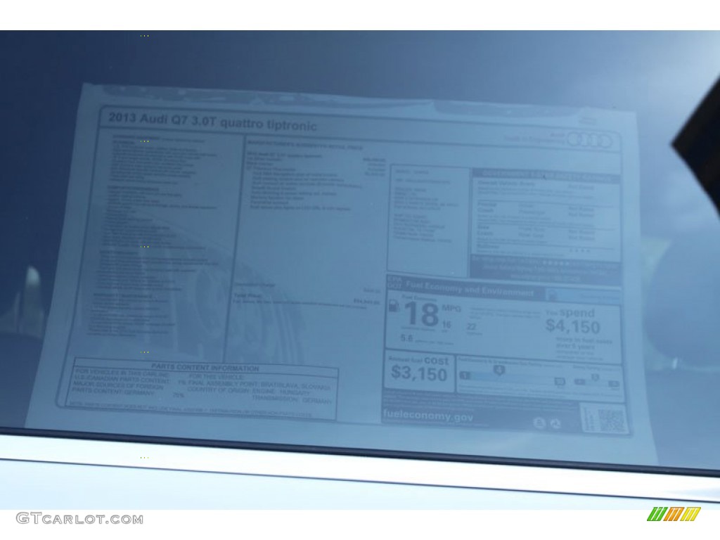 2013 Audi Q7 3.0 TFSI quattro Window Sticker Photo #70146346