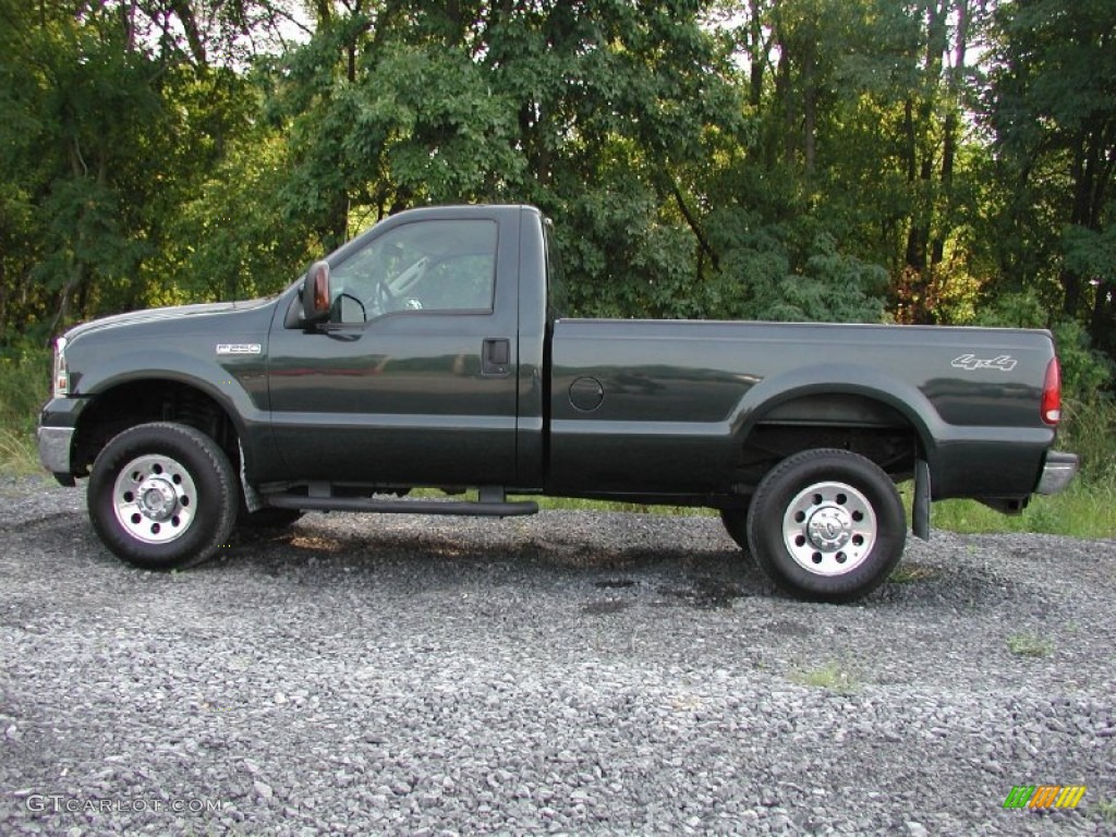 Dark Green Satin Metallic 2005 Ford F250 Super Duty XLT Regular Cab 4x4 Exterior Photo #70151774