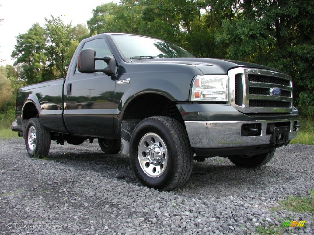 Dark Green Satin Metallic 2005 Ford F250 Super Duty XLT Regular Cab 4x4 Exterior Photo #70151912