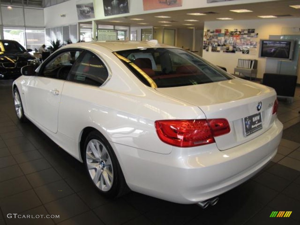 2013 3 Series 328i Coupe - Mineral White Metallic / Coral Red/Black photo #3