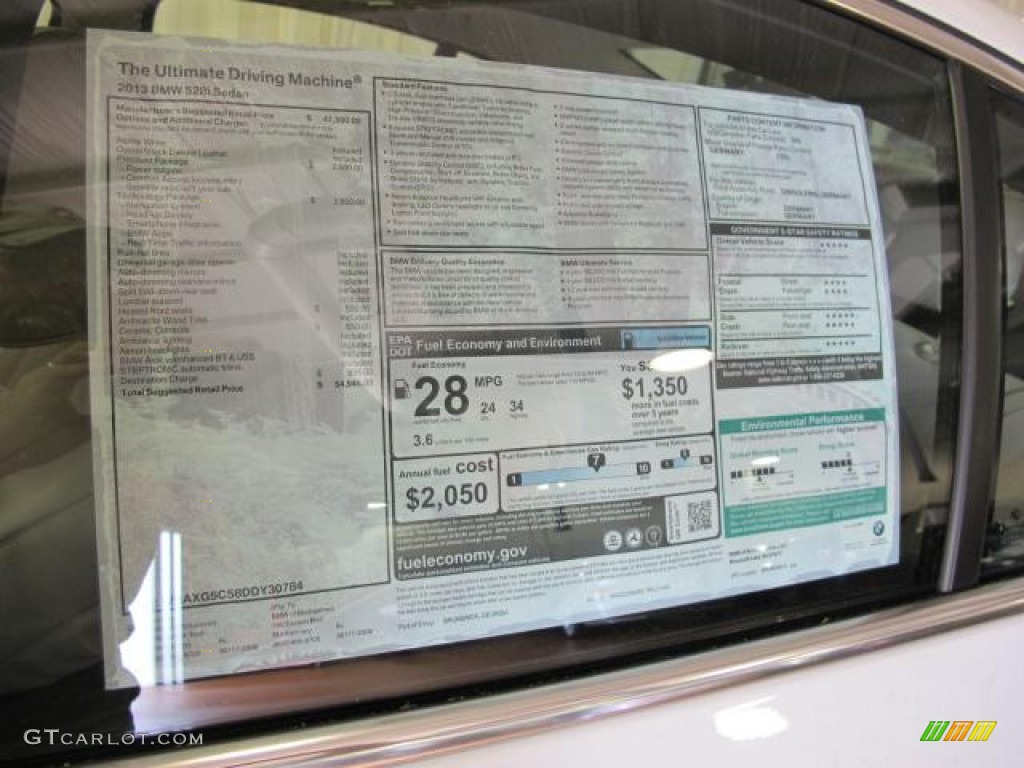 2013 BMW 5 Series 528i Sedan Window Sticker Photo #70153979