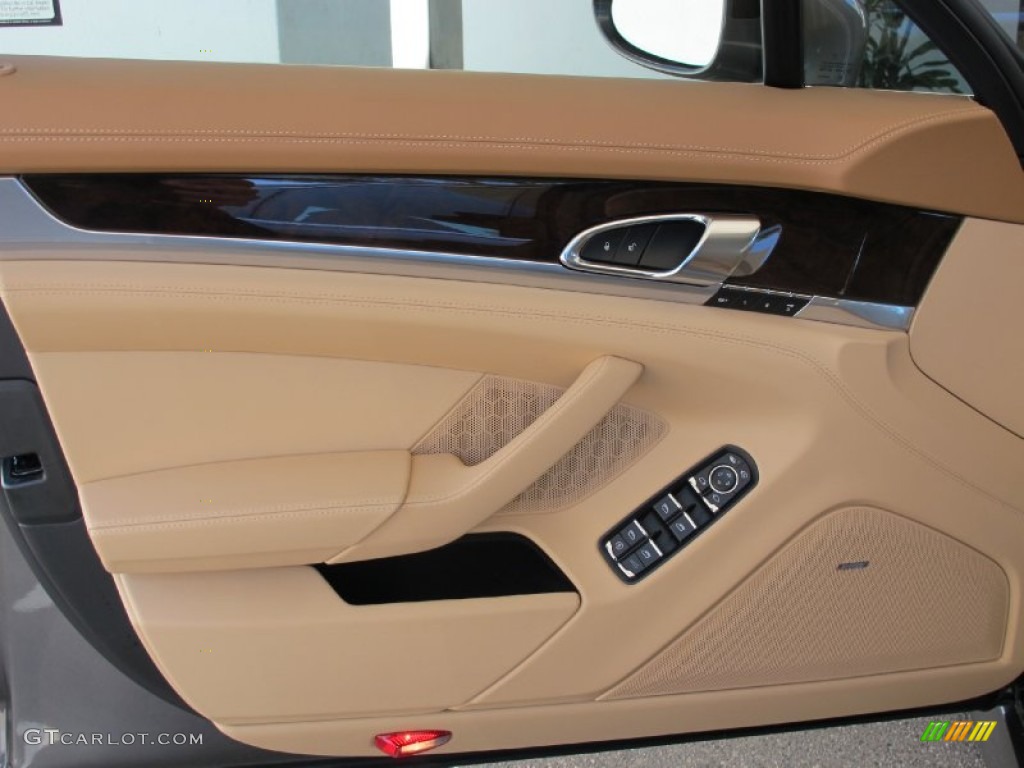 2013 Porsche Panamera S Cognac/Cedar Natural Leather Door Panel Photo #70155488
