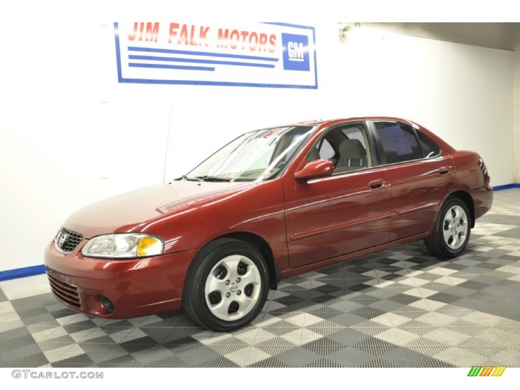 2003 Sentra GXE - Inferno Red / Sand Beige photo #1