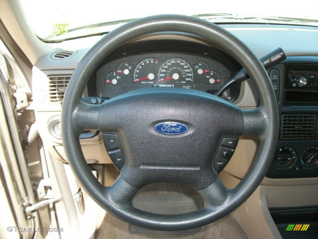 2003 Ford Explorer XLS 4x4 Medium Parchment Beige Steering Wheel Photo #70158344