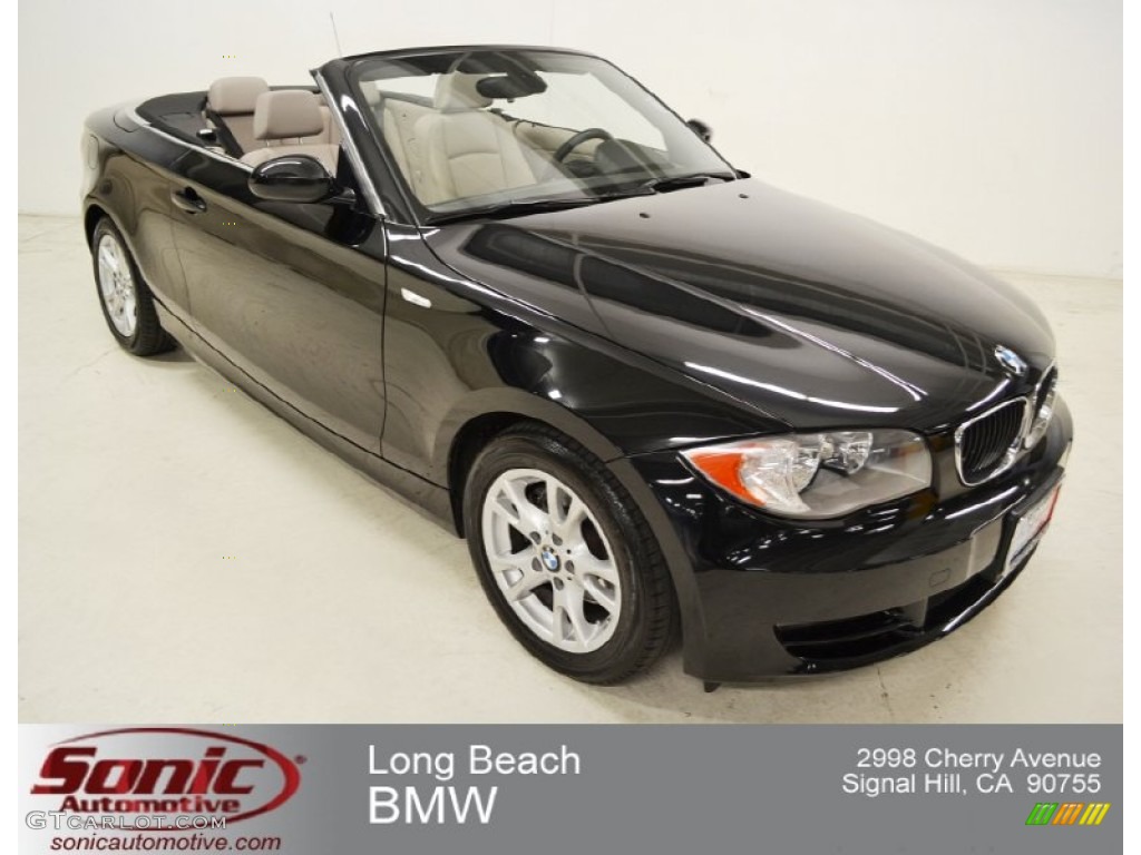 2009 1 Series 128i Convertible - Jet Black / Taupe photo #1