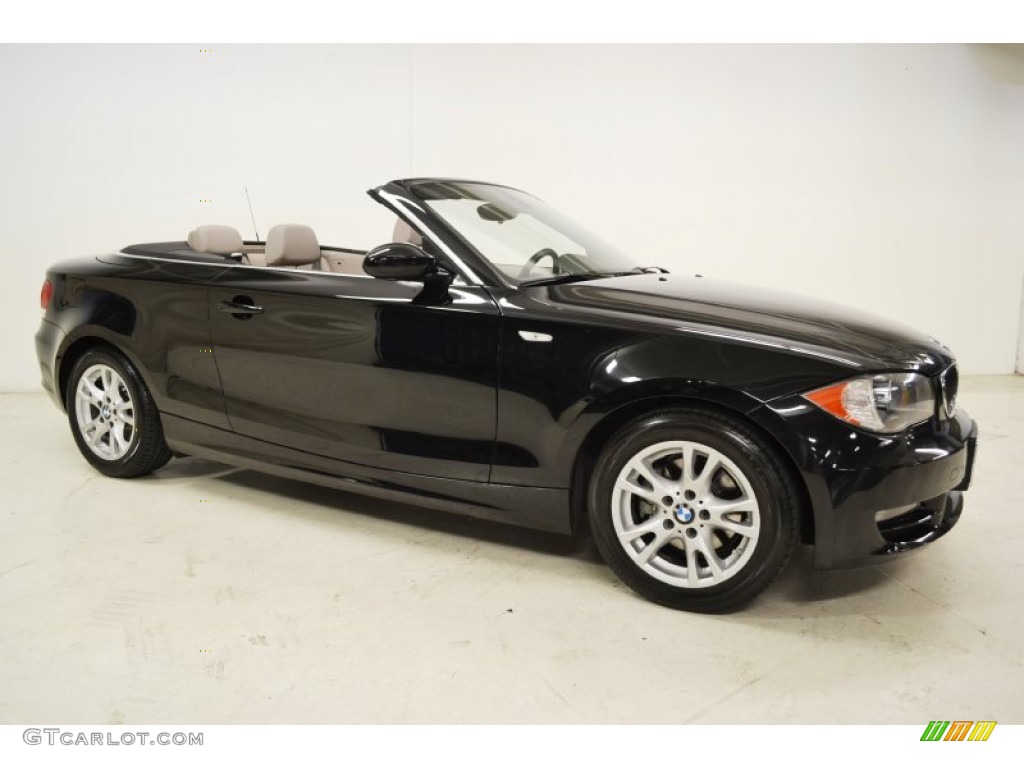 2009 1 Series 128i Convertible - Jet Black / Taupe photo #2