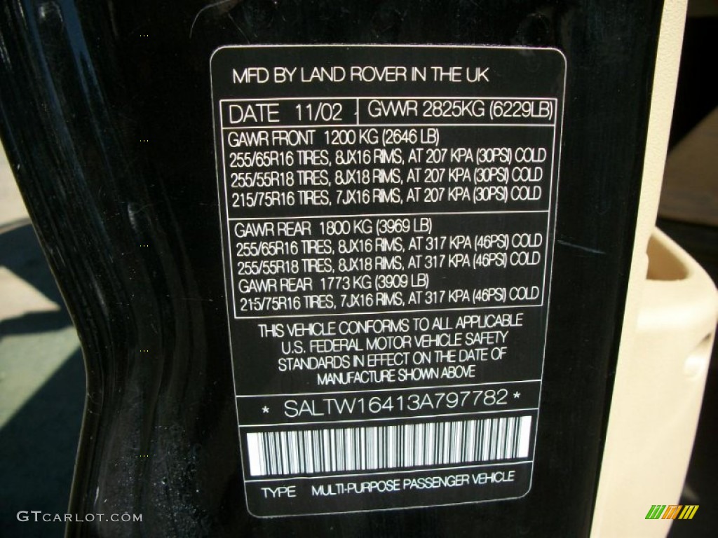 2003 Land Rover Discovery SE7 Info Tag Photo #70158929