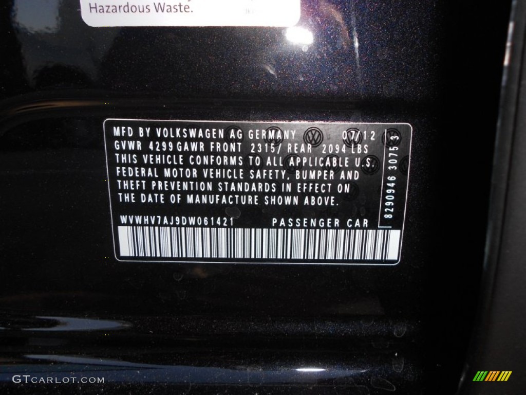 2013 Volkswagen GTI 4 Door Autobahn Edition Info Tag Photo #70161338