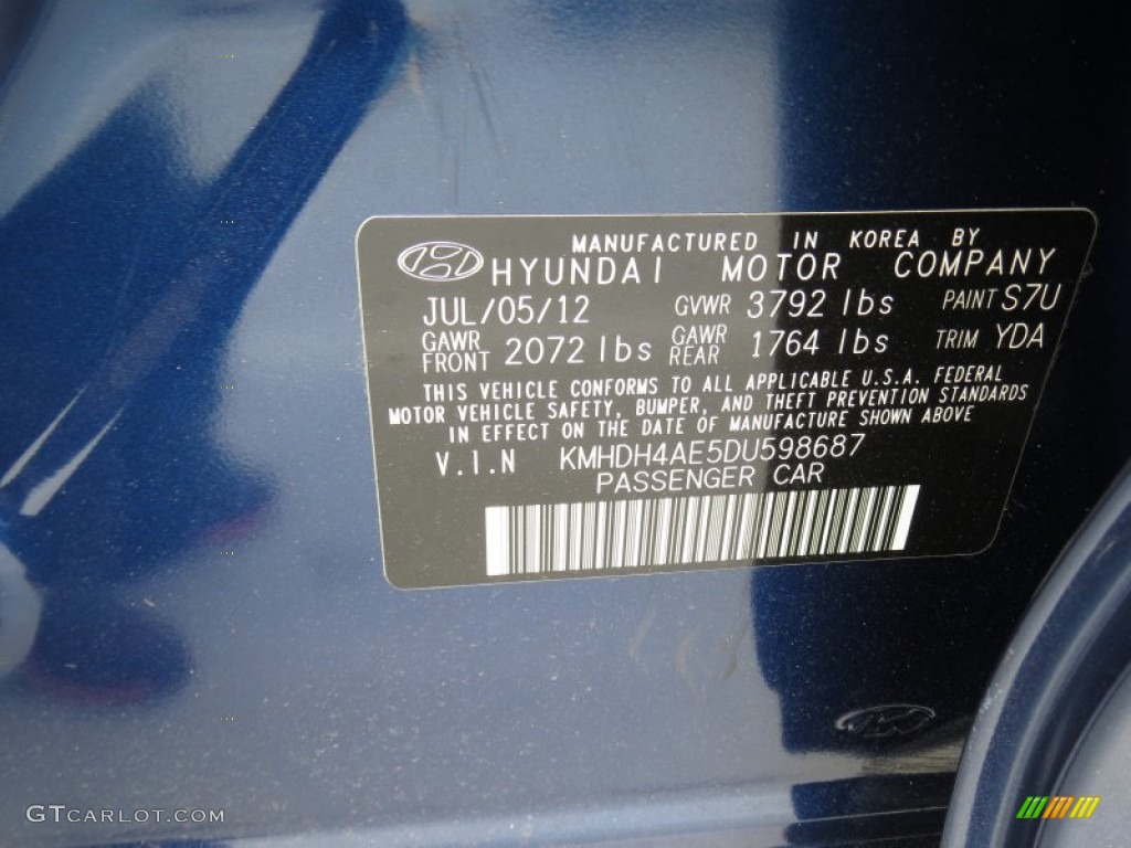 2013 Elantra GLS - Atlantic Blue / Beige photo #31