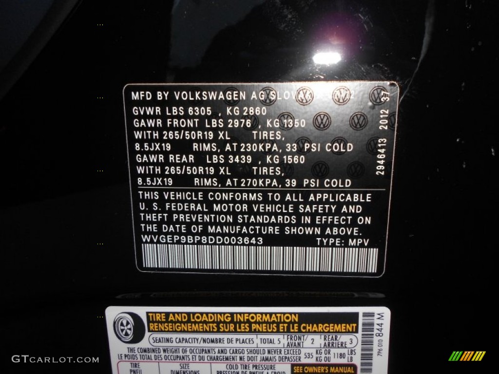 2013 Touareg TDI Lux 4XMotion - Black / Black Anthracite photo #26