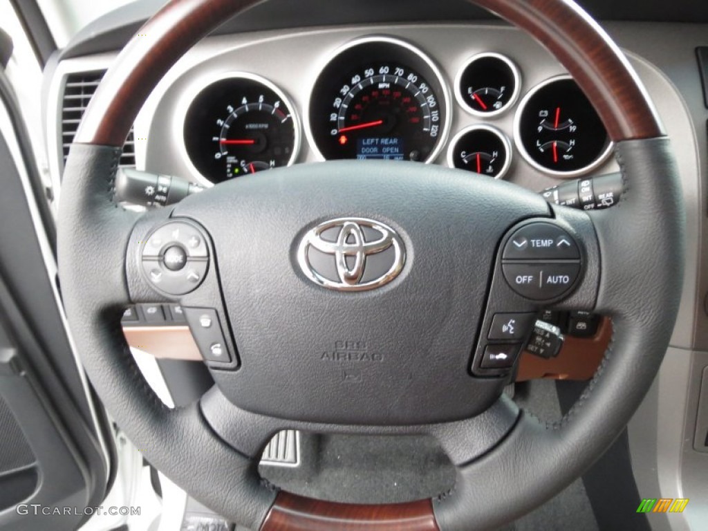 2012 Toyota Sequoia Platinum 4WD Red Rock Steering Wheel Photo #70169534