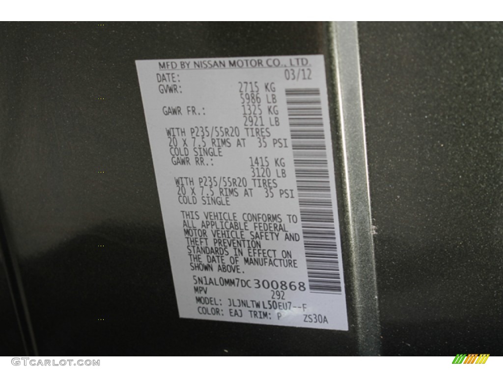 2013 JX Color Code EAJ for Emerald Graphite Photo #70171382