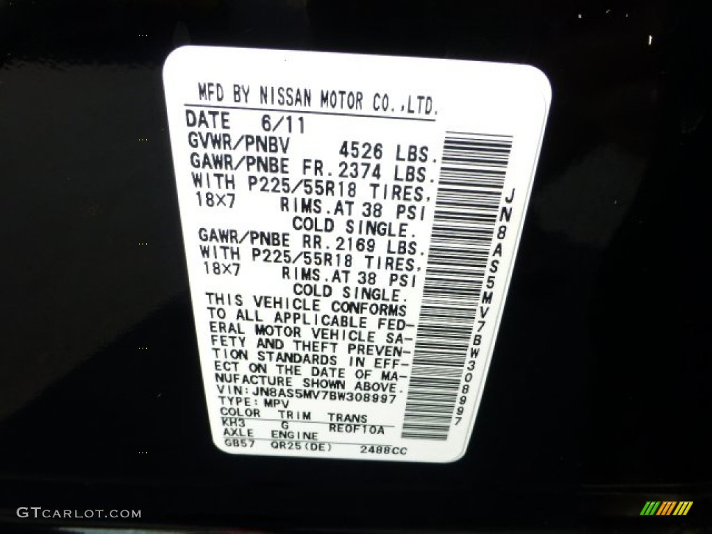 2011 Rogue SL AWD - Wicked Black / Black photo #19