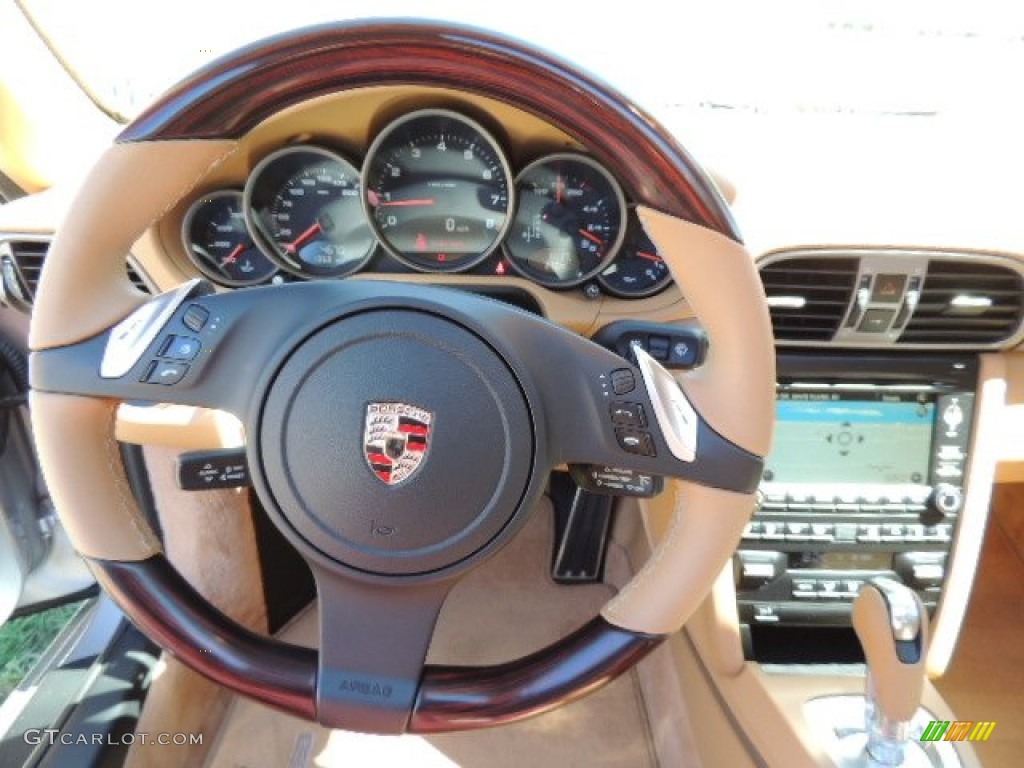 2011 Porsche 911 Carrera Coupe Sand Beige Steering Wheel Photo #70178015