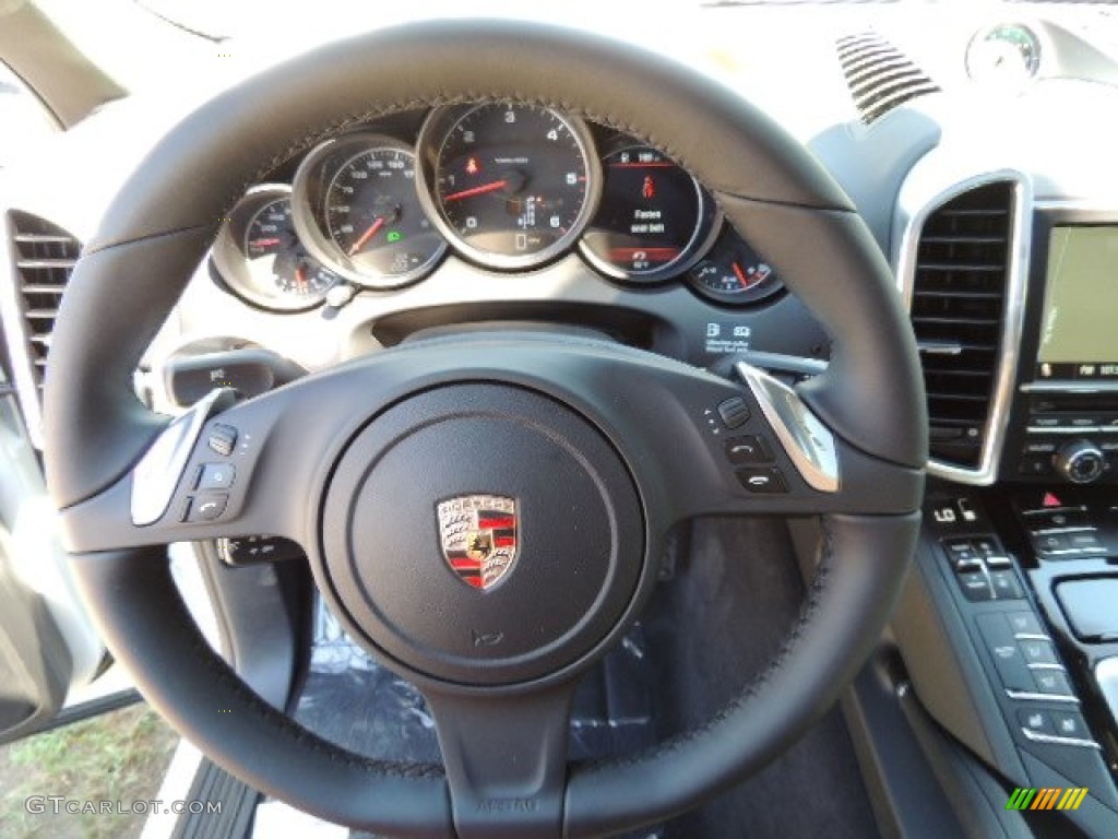 2013 Porsche Cayenne Diesel Black Steering Wheel Photo #70179356
