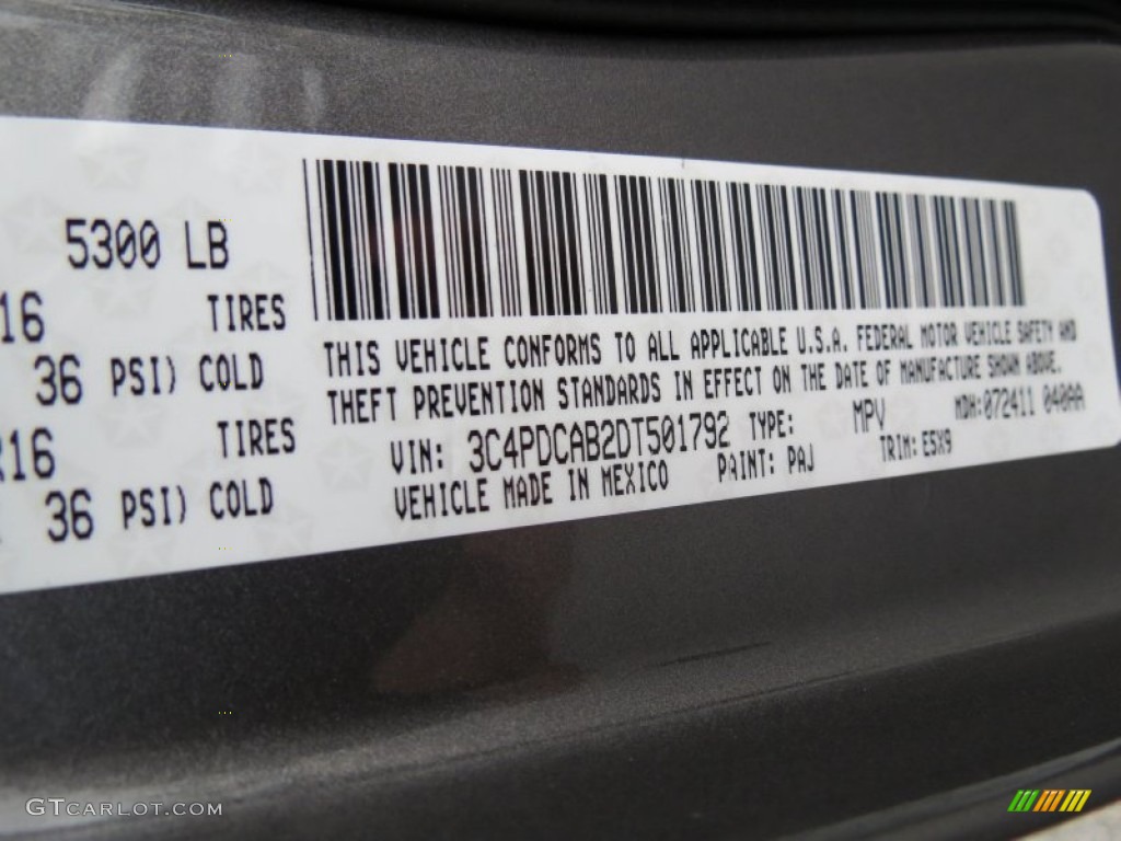 2013 Journey Color Code PAJ for Storm Gray Pearl Photo #70185680