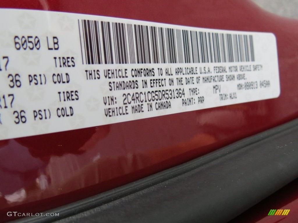 2013 Town & Country Touring - L - Deep Cherry Red Crystal Pearl / Black/Light Graystone photo #13