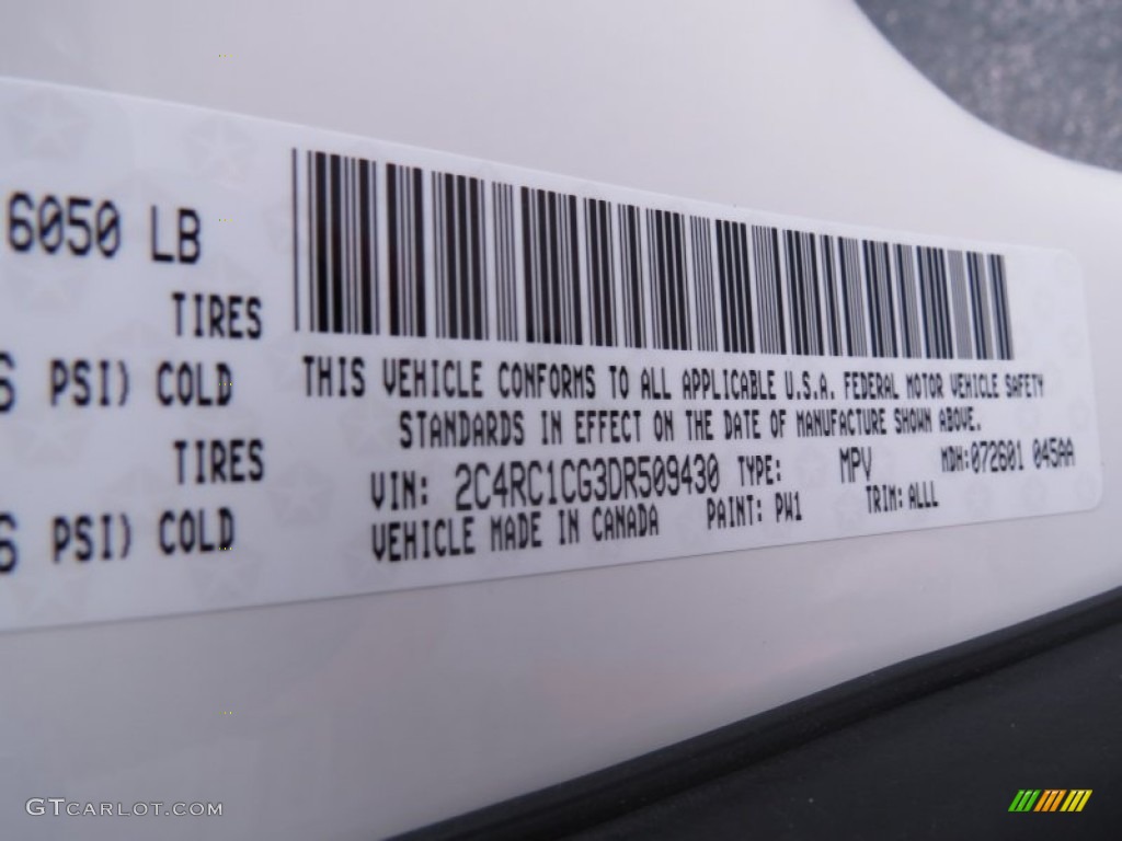 2013 Town & Country Color Code PW1 for Stone White Photo #70187921