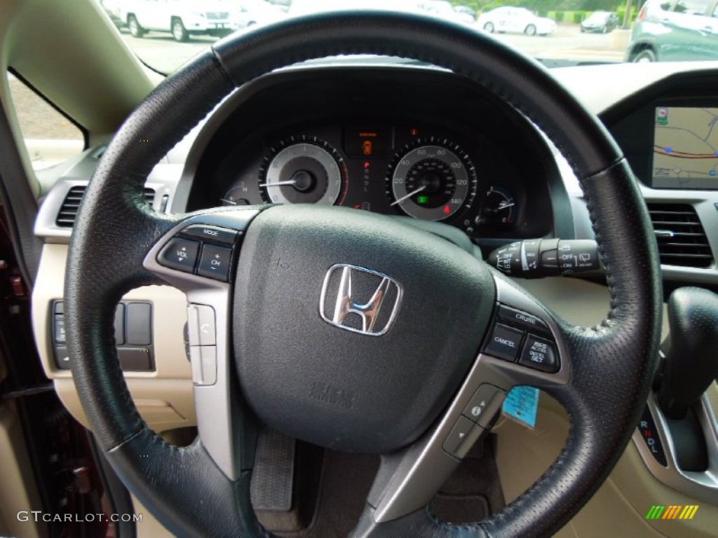 2011 Honda Odyssey Touring Beige Steering Wheel Photo #70194035