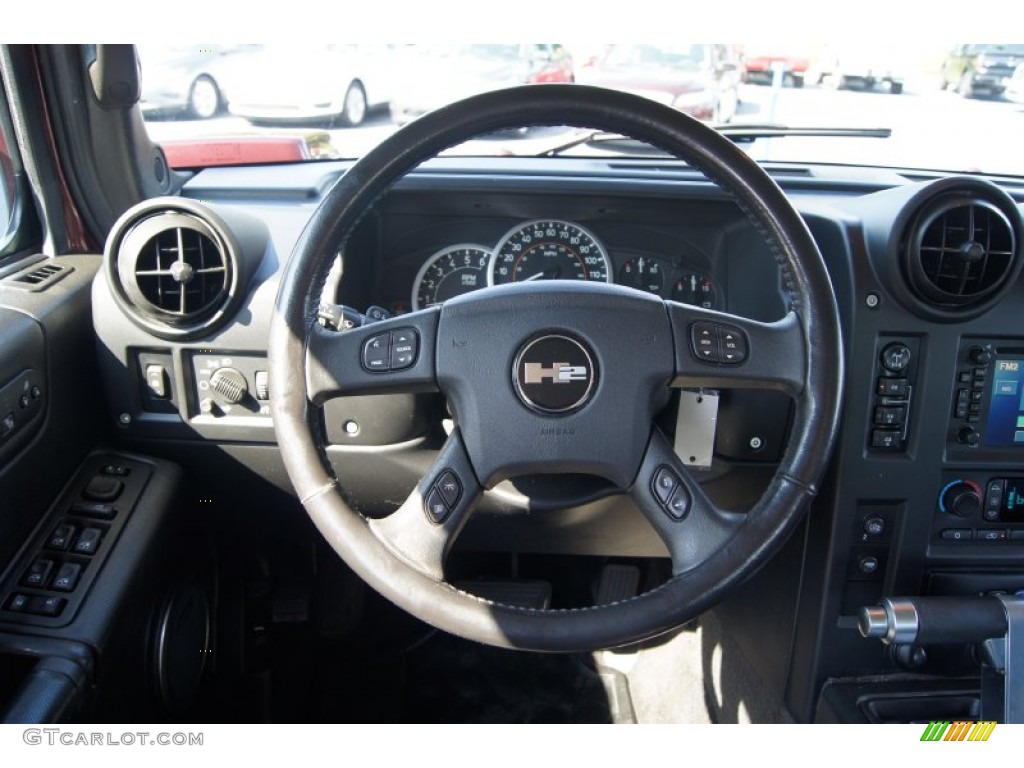 2006 Hummer H2 SUT Ebony Steering Wheel Photo #70199053