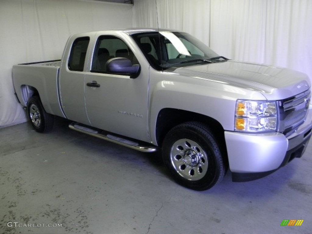 2010 Silverado 1500 LS Extended Cab - Sheer Silver Metallic / Dark Titanium photo #1