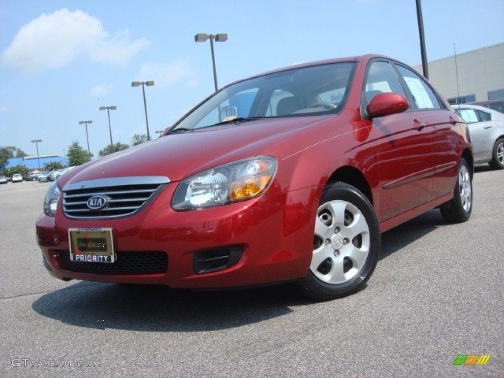 2009 Spectra EX Sedan - Spicy Red Metallic / Beige photo #1