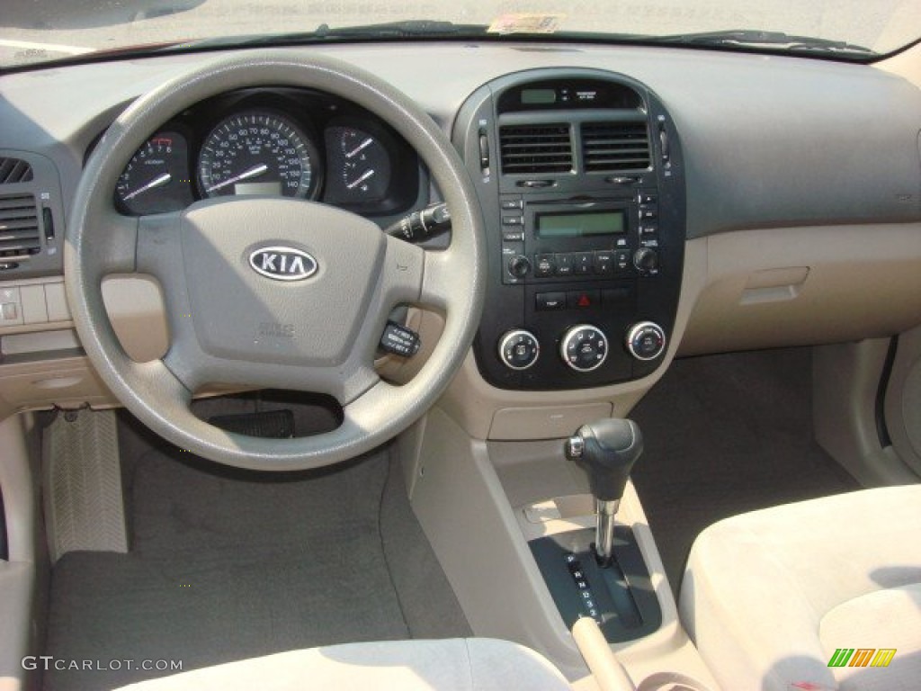 2009 Kia Spectra EX Sedan Beige Dashboard Photo #70200628
