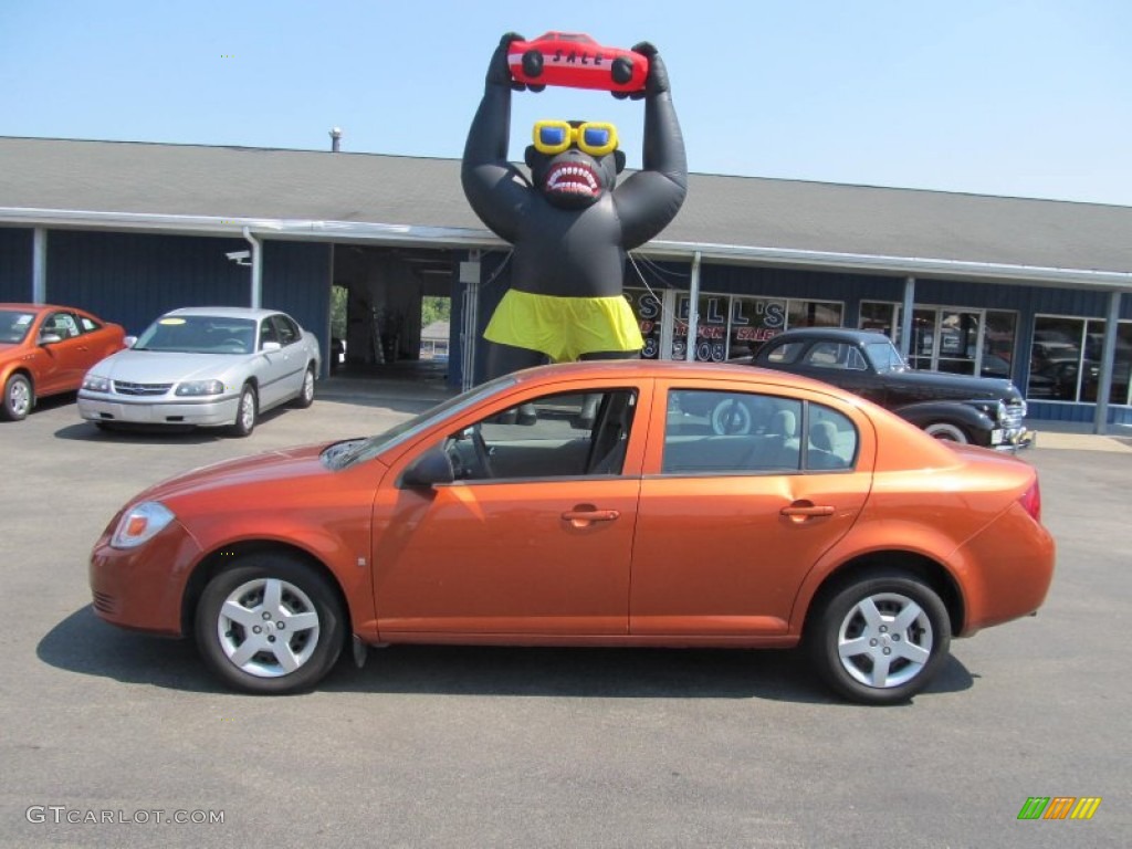 2007 Cobalt LS Sedan - Sunburst Orange Metallic / Gray photo #2