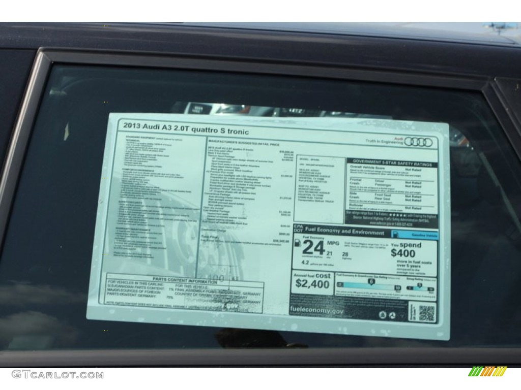 2013 Audi A3 2.0 TFSI quattro Window Sticker Photo #70210444