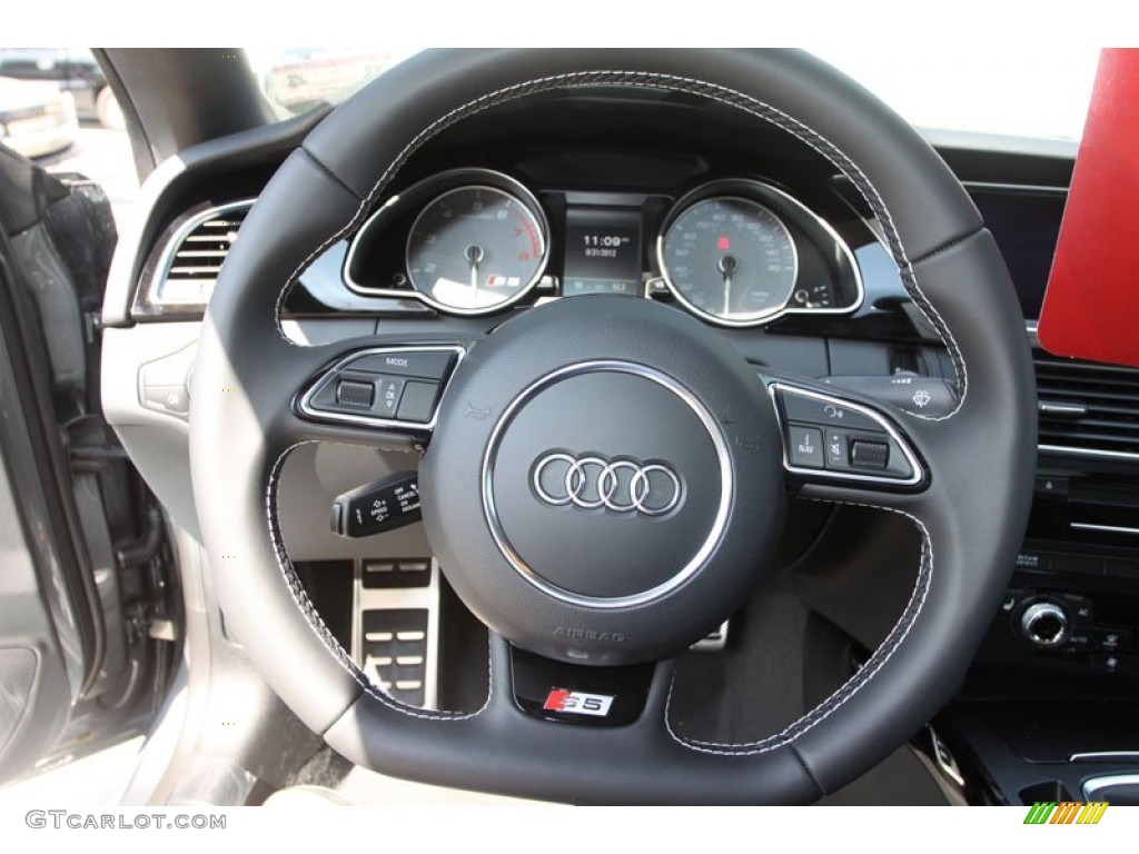 2013 Audi S5 3.0 TFSI quattro Coupe Black Steering Wheel Photo #70210586