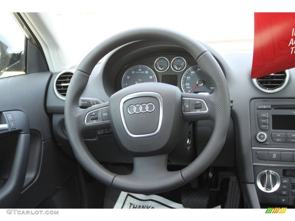 2012 Audi A3 2.0T quattro Black Steering Wheel Photo #70210738