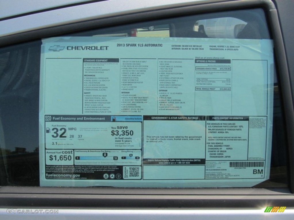 2013 Chevrolet Spark LS Window Sticker Photo #70210861