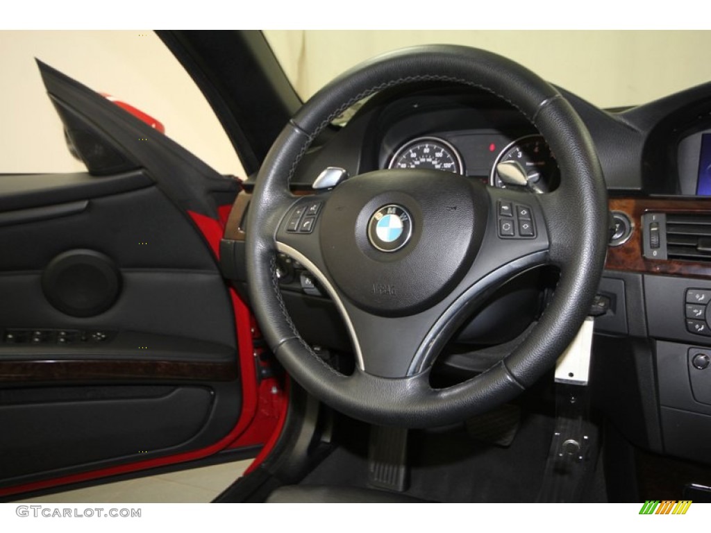 2009 BMW 3 Series 335i Convertible Black Steering Wheel Photo #70217449