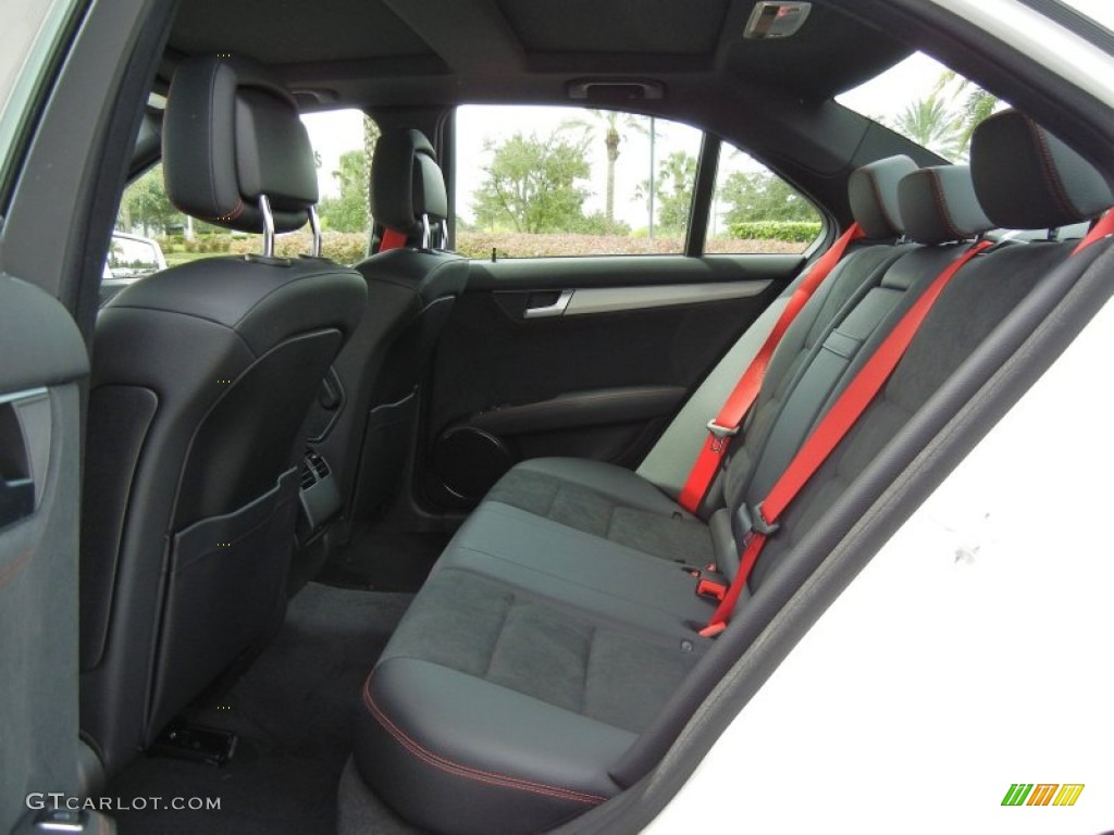 Black/Red Stitch w/DINAMICA Inserts Interior 2013 Mercedes-Benz C 250 Sport Photo #70225435